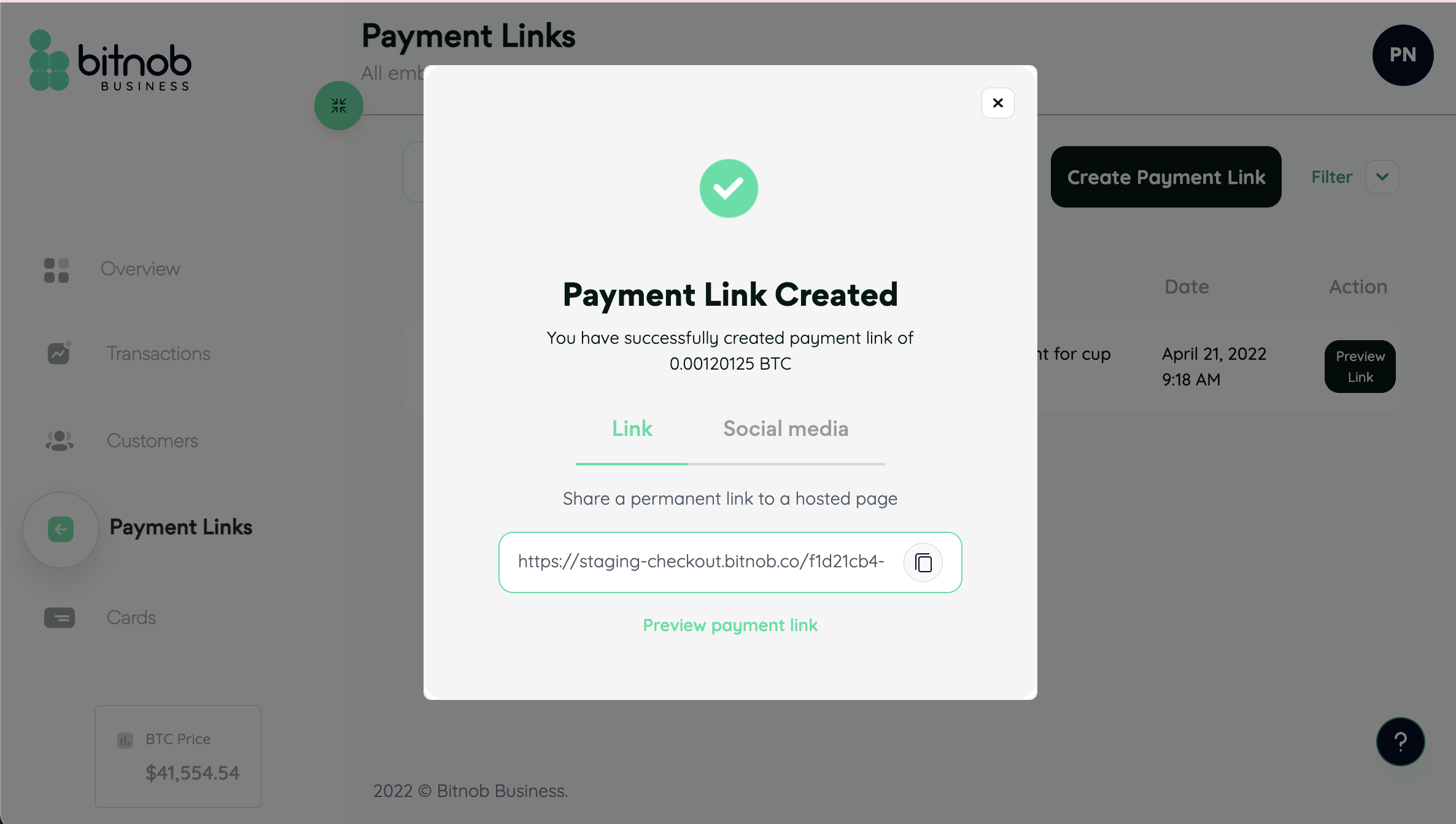 Generating payment link