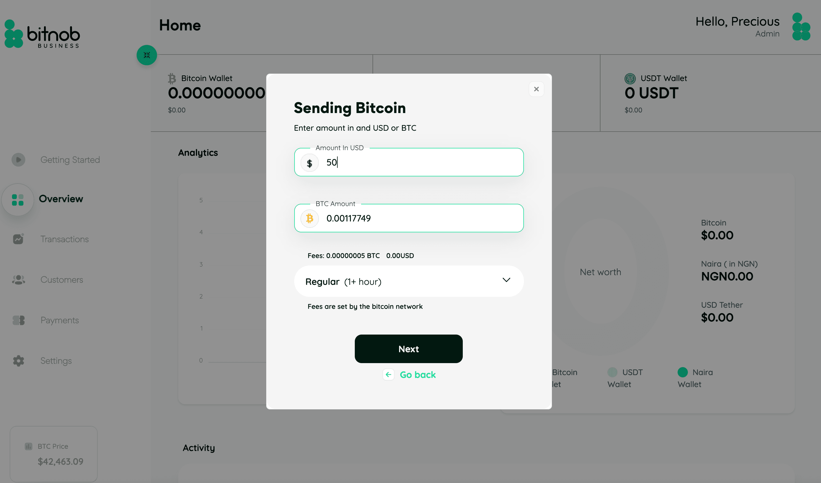 Setting amount and priority level.